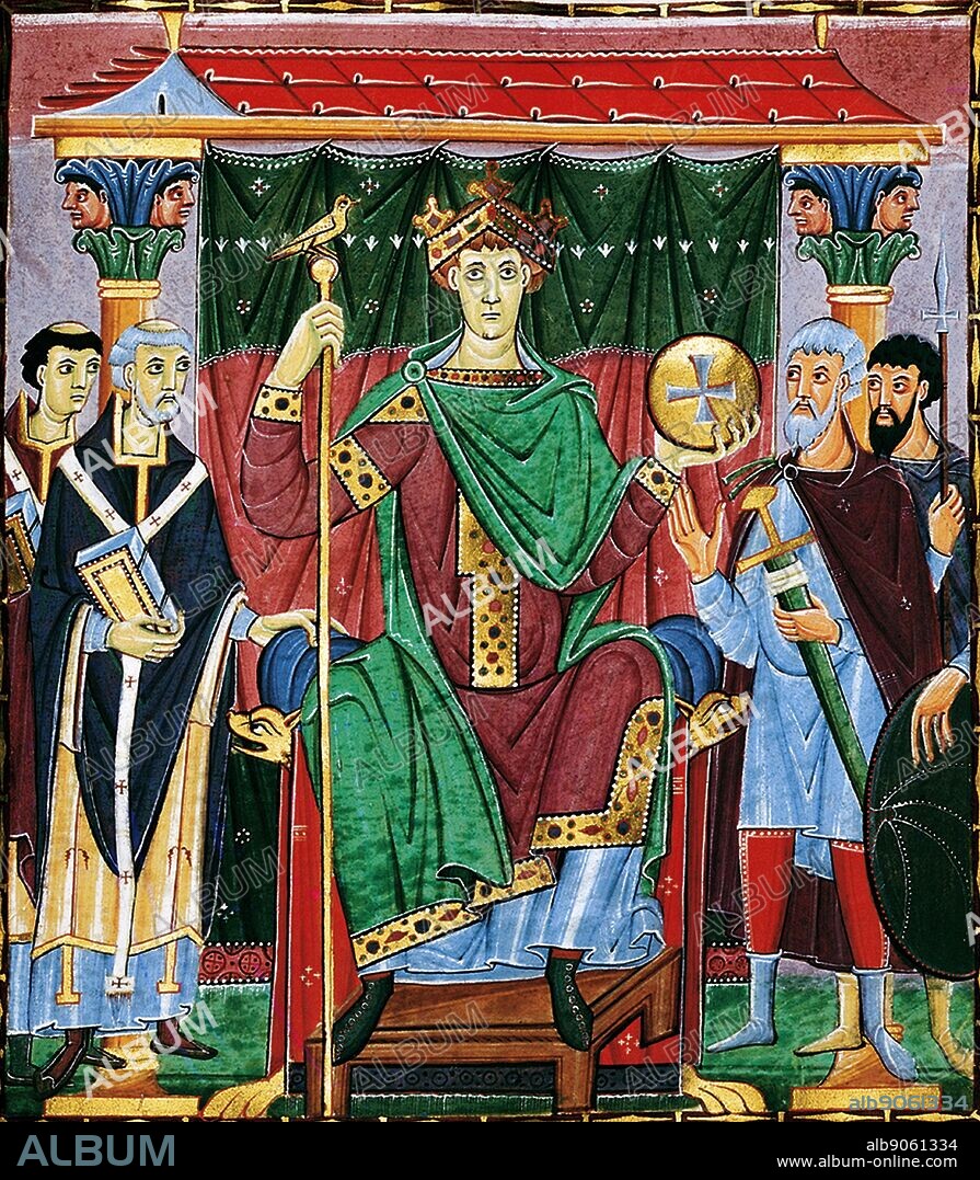 Meister der Reichenauer Schule; Otto III from the Gospels of Otto III. Holy Roman Emperor Reign 21 May 996 24 January 1002. Date 1000 AD.