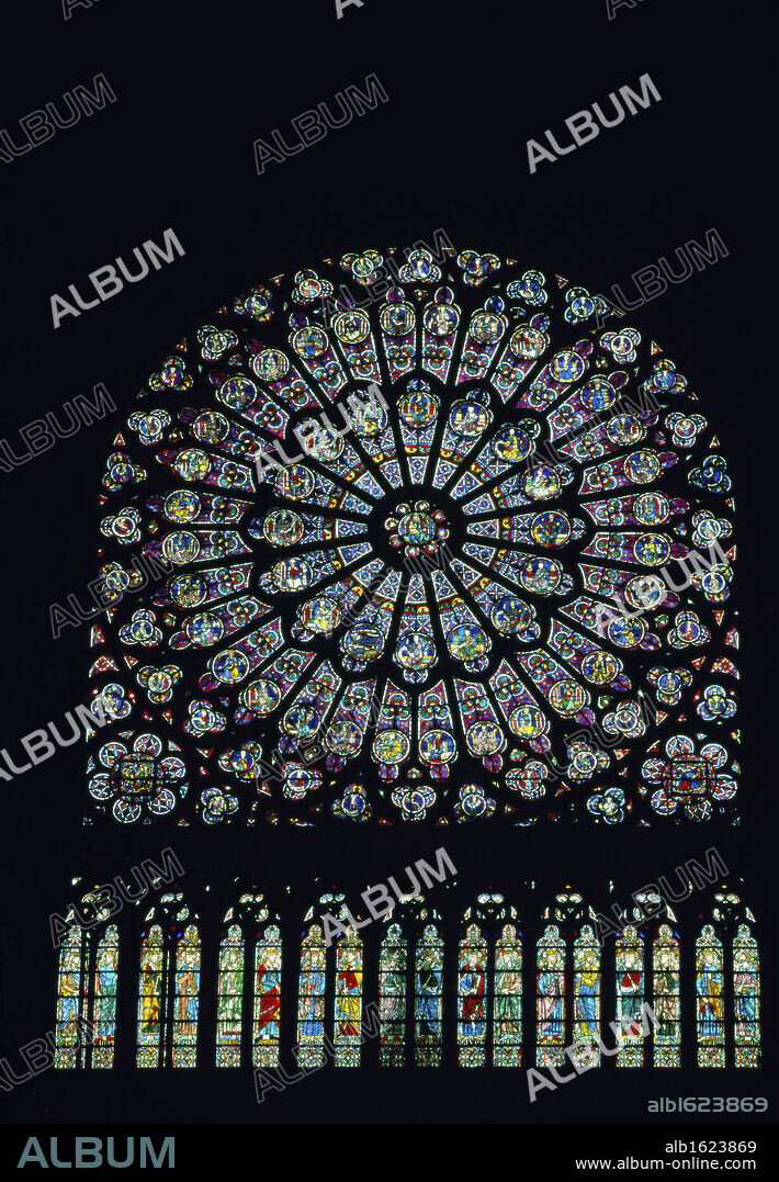 JEAN DE CHELLES. Rose Window  Rosace  Stained Glass  Notre Dame   De Paris.