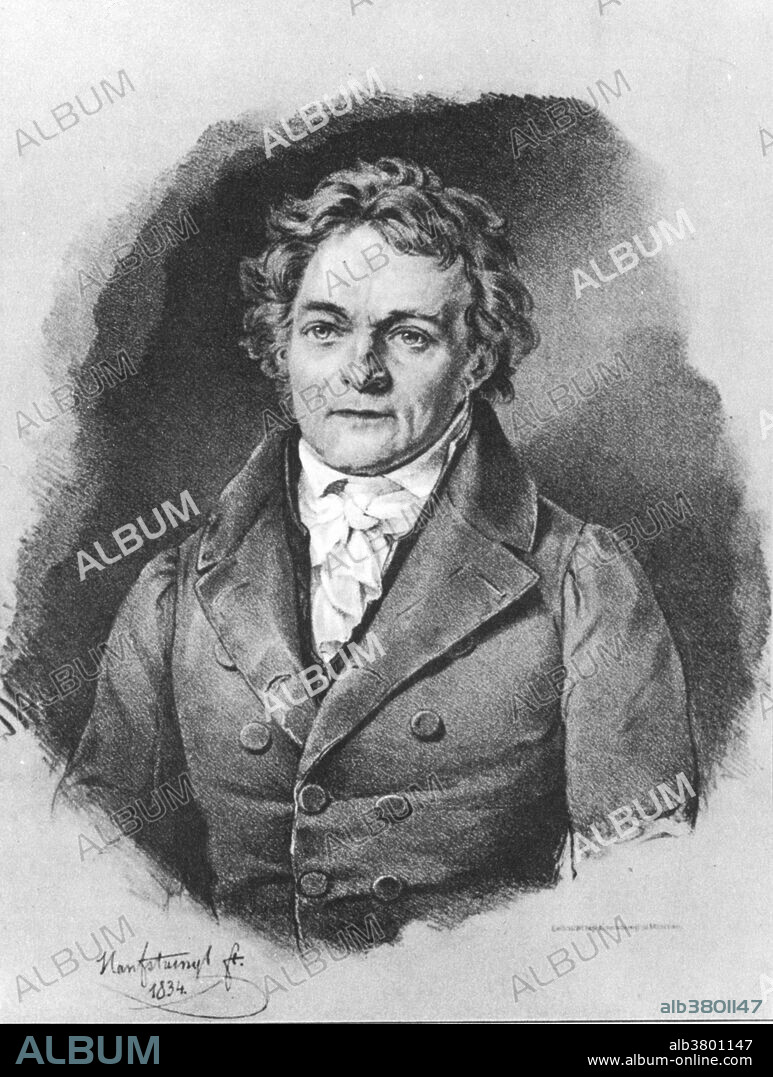 Johann Alois Senefelder (November 6, 1771 - February 26, 1834) was a German actor and playwright who invented the printing technique of lithography in 1796. He experimented with a novel etching technique using a greasy, acid resistant ink as a resist on a smooth fine-grained limestone. He then discovered that this could be extended to allow printing from the flat surface of the stone alone, the first planographic process in printing. He gradually brought his technique into a workable form, perfecting both the chemical processes and the special form of printing press required for using the stones. He called it "stone printing" or "chemical printing", but the French name "lithography" became more widely adopted. His invention made printing more affordable and available to more people, and was important in art and newspaper printing. He died in 1834 at the age of 62.