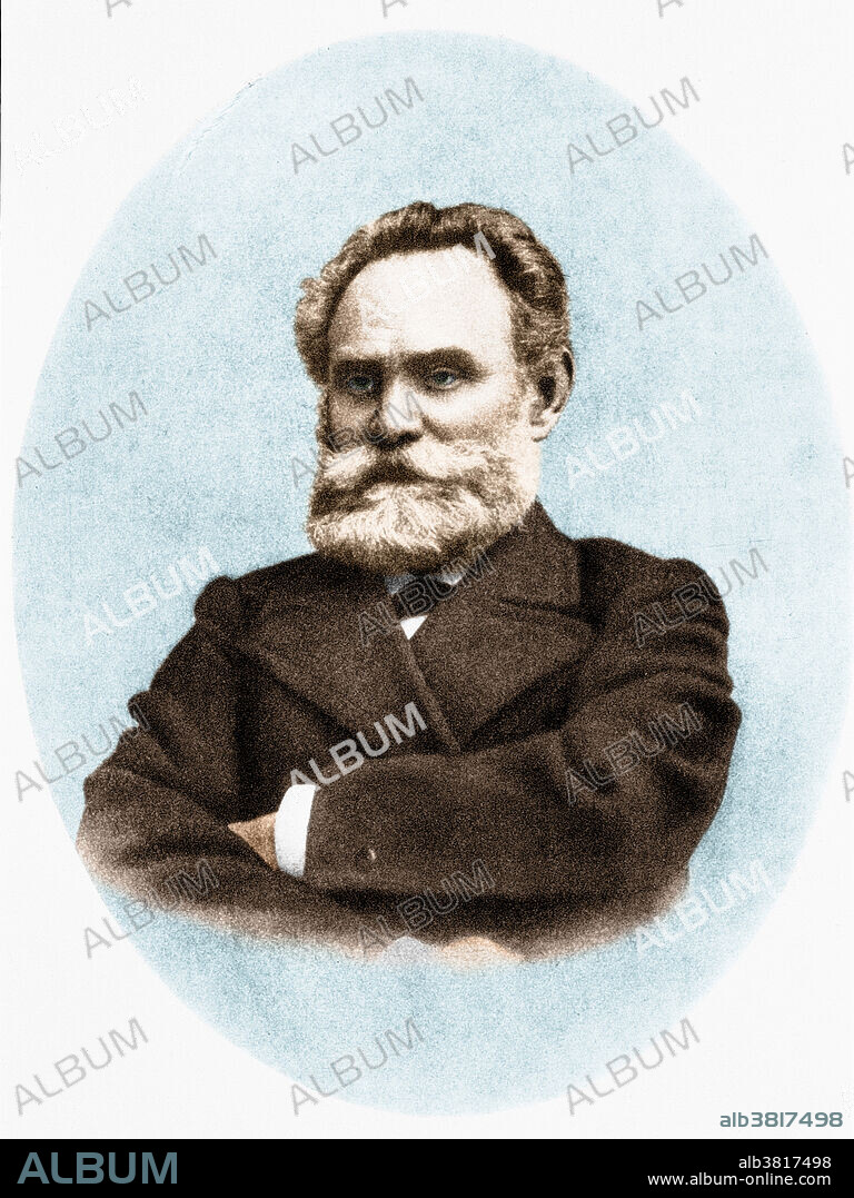 Ivan Petrovich Pavlov (1849-1936), Russian physiologist and experimental psychologist wo received the 1904 Nobel Prize for his work on the physiology of the digestive glands. As director of Physiology at Leningrad's Institute for Experimental medicine, Pavlov experimented on nervous stimulation of gastric secretions. His work revealed the conditioned reflex, which was later seen as supporting Behaviorism. His work also showed that specific areas in the cerebral cortex were concerned with specific reflexes. A mechanistic theory of human behavior came into vogue as a result of his findings. Colorized version of AZ886A.