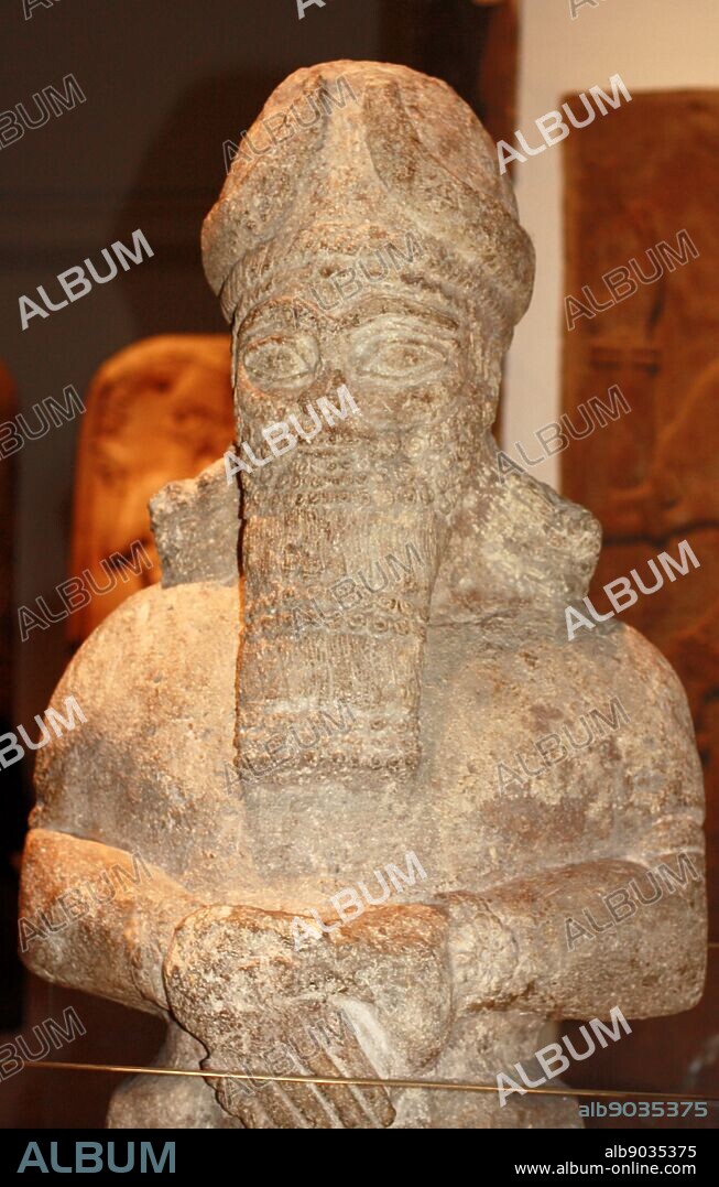 Attendant god. Assyrian, about 810-800 BC. From Nimrud, Temple of Nabu. This god, with its pair opposite, stood outside a doorway in the Temple of Nabu, god of writing. Both were dedicated to Nabu.