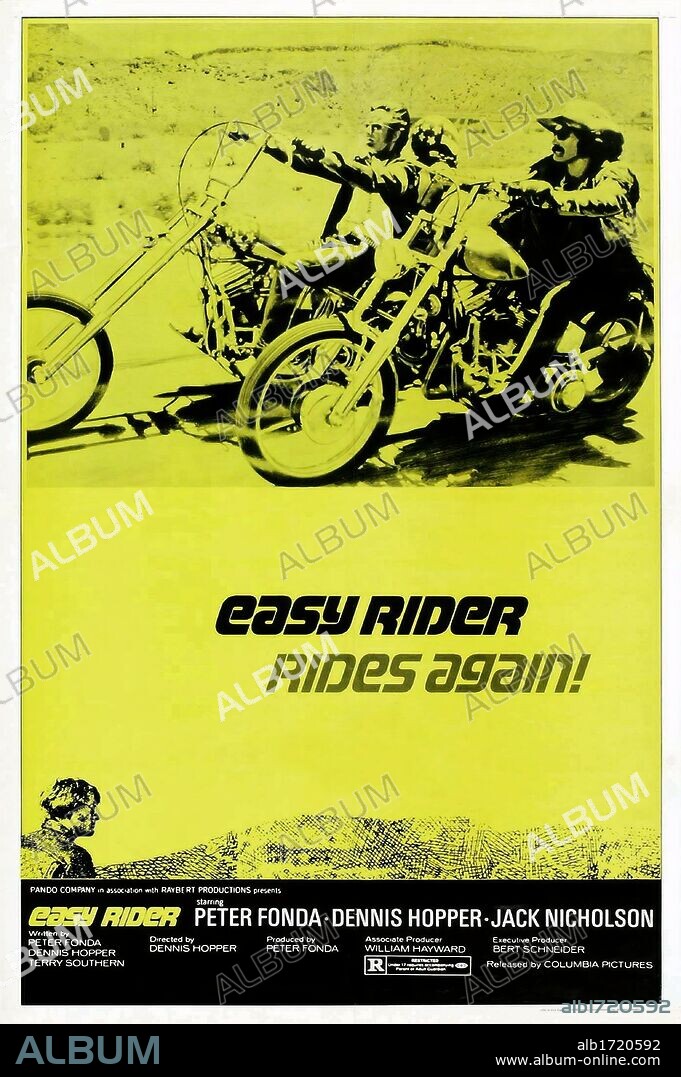 Poster of EASY RIDER, 1969, directed by DENNIS HOPPER. Copyright COLUMBIA PICTURES.