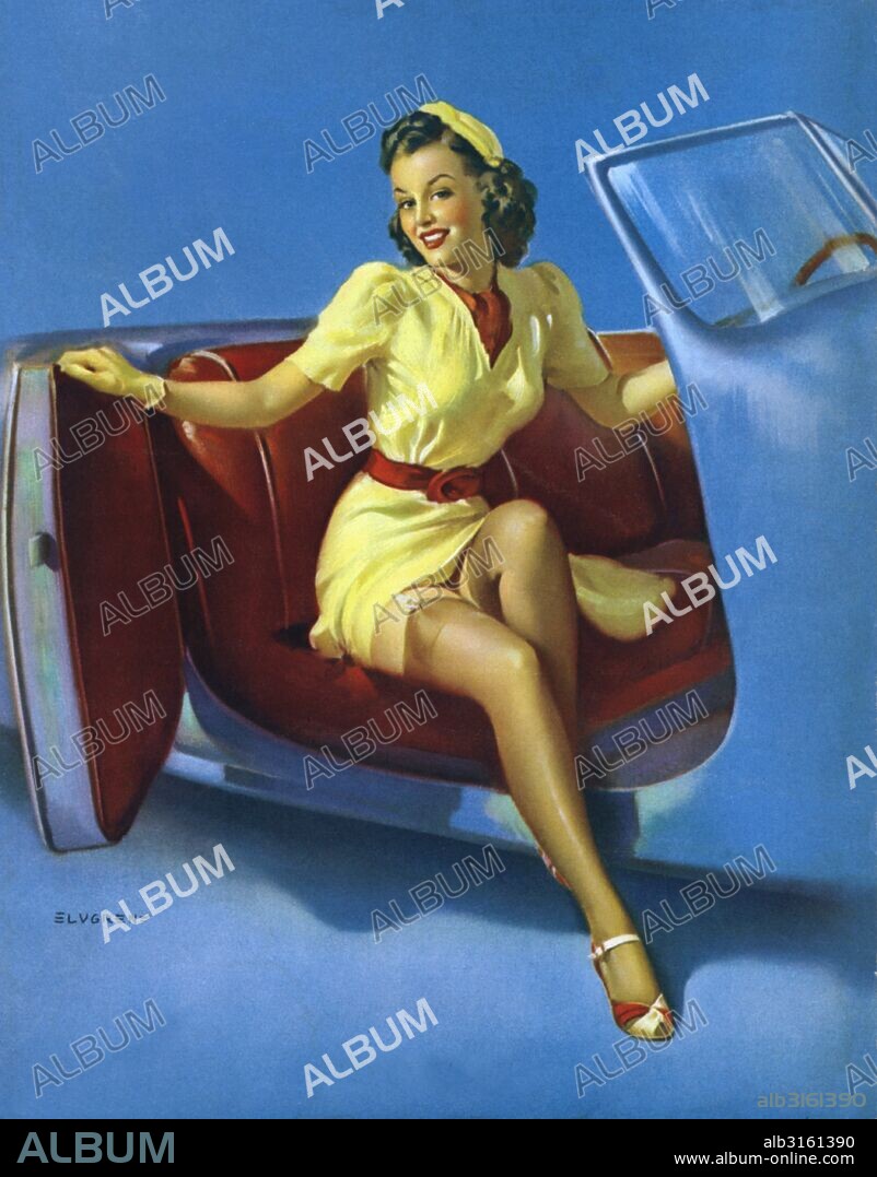 1943 The Sport Model One of  famed pinup artist Gil Elvgren's paintings.