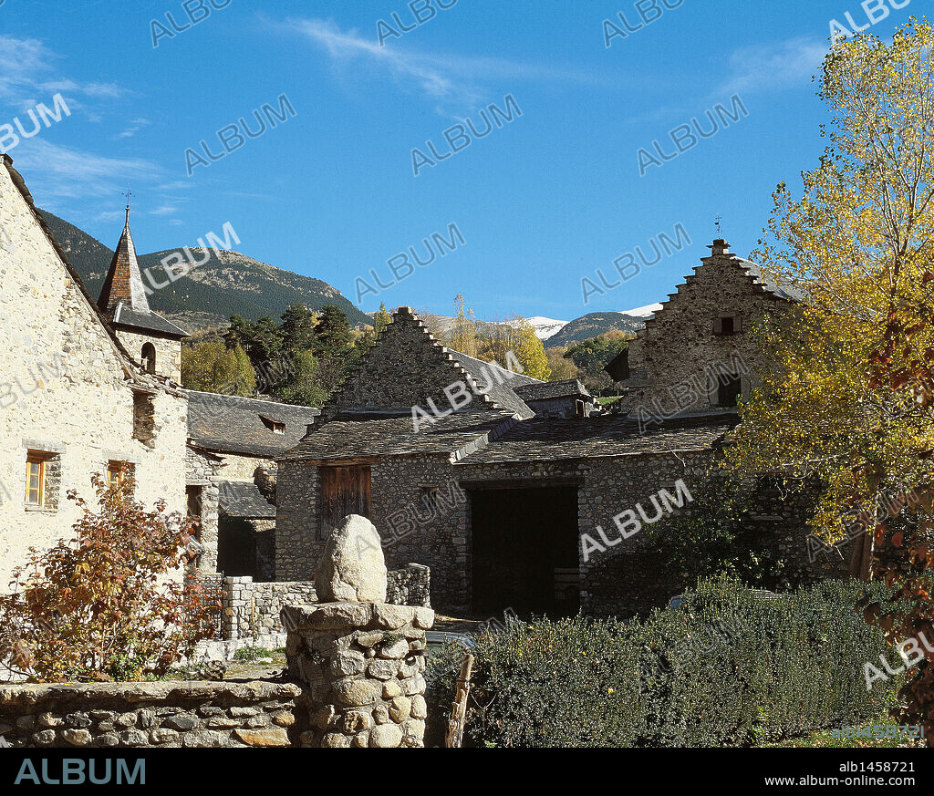 ARAGON. ANCILES. Aspecto de la población colindante a la de Benasque. Provincia de Huesca. España.