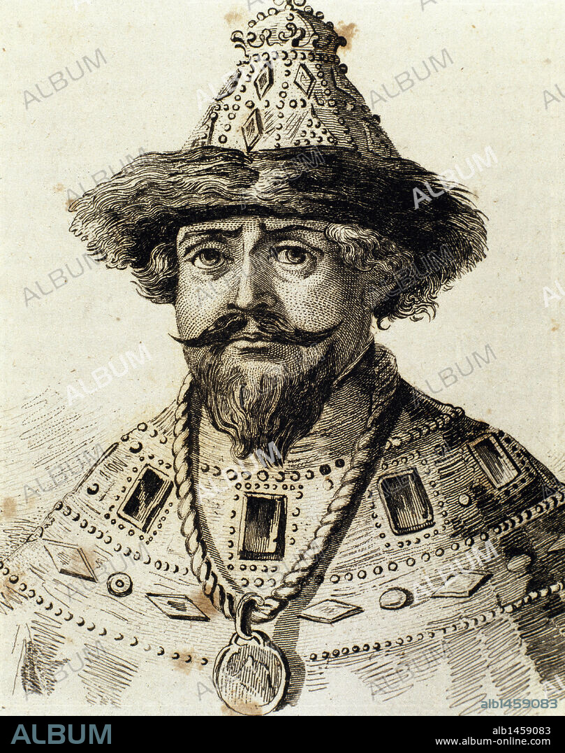 MIGUEL I (Mijail Fiodorovich Romanov) (1596-1645). Zar de Rusia (1613-1645). Primero de la dinastía Romanov. Grabado del s. XIX.