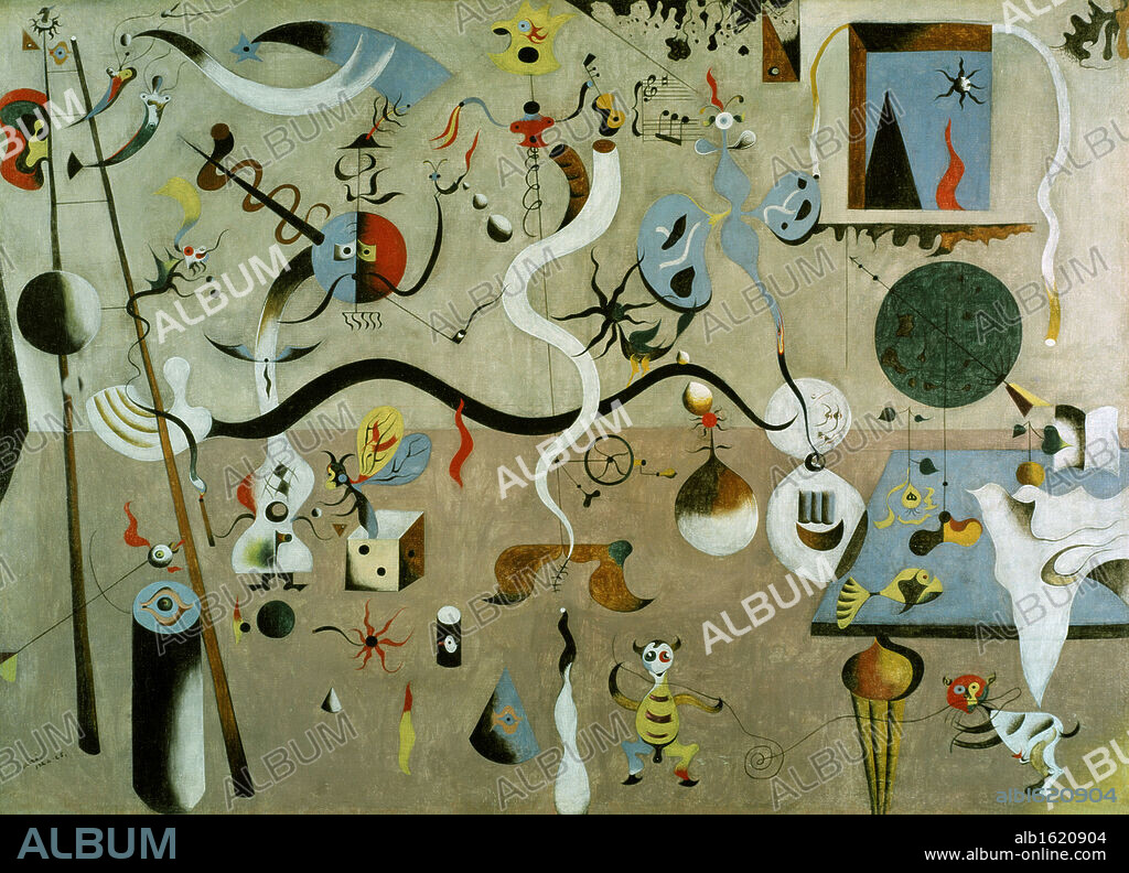 JOAN MIRÓ. Harlequin's carnival by Joan Miro, oil on canvas, 1924-1925, 1893-1983, USA, New York, Buffalo, Albright Knox Art Gallery.
