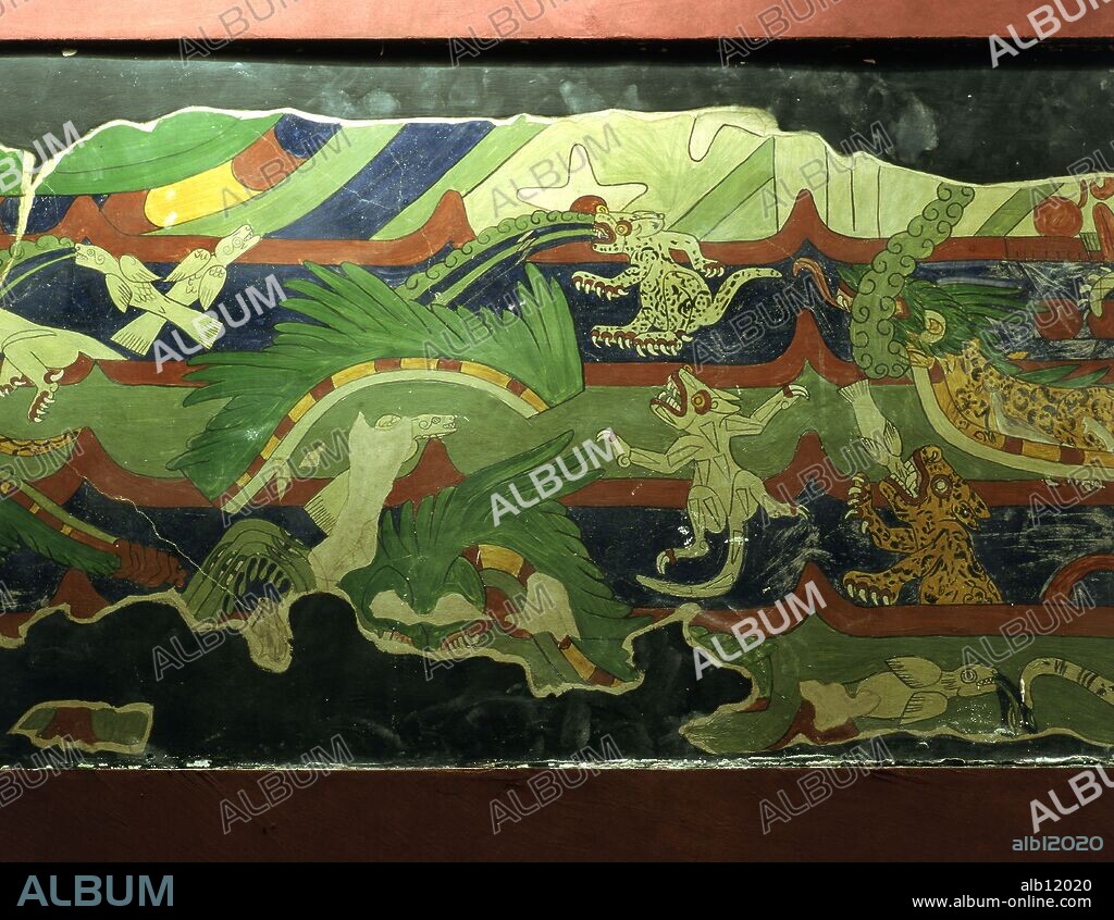 Mexico.Mexico D.F. .Museo Nacional de Antropologia.Pintura mural del conjunto habitacional.Cultura de Teotihuacan.