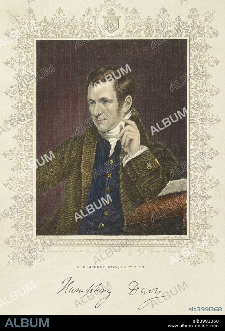 Humphry Davy, British chemist and inventor, 1801. Davy (1778-1829) discovered the anaesthetic effects of laughing gas (nitrous oxide). In 1801 he was appointed lecturer at the Royal Institution, where he investigated, with his assistant Michael Faraday (1791-1867), his theory of volcanic action. Using electrolysis, Davy isolated the metals barium, calcium, magnesium, potassium, sodium and strontium, as well as proving that chlorine was a chemical element. He is probably best known for his invention in 1815 of the miners' safety lamp, which enabled deeper, more gaseous seams to be mined without risk of explosion.