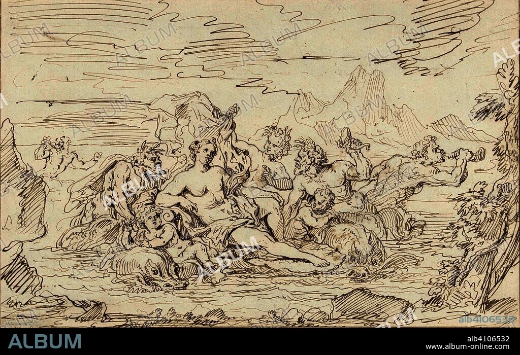 Triumph of Amphitrite. Draughtsman: J. Roettiers (attributed to). Draughtsman: Joseph Charles Roëttiers de la Bretêche. Draughtsman: Bernard Eugène Antoine Rottiers. Dating: 1700 - 1800. Measurements: h 229 mm × w 362 mm.