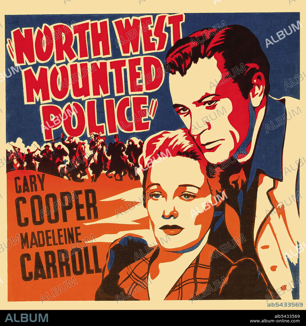 GARY COOPER and MADELEINE CARROLL in NORTH WEST MOUNTED POLICE, 1940, directed by CECIL B DEMILLE. Copyright PARAMOUNT PICTURES.