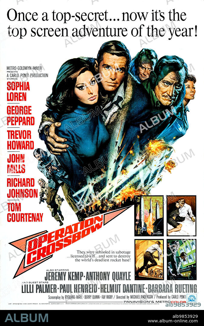 Poster of OPÉRATION CROSSBOW, 1965, directed by MICHAEL ANDERSON. Copyright M.G.M.