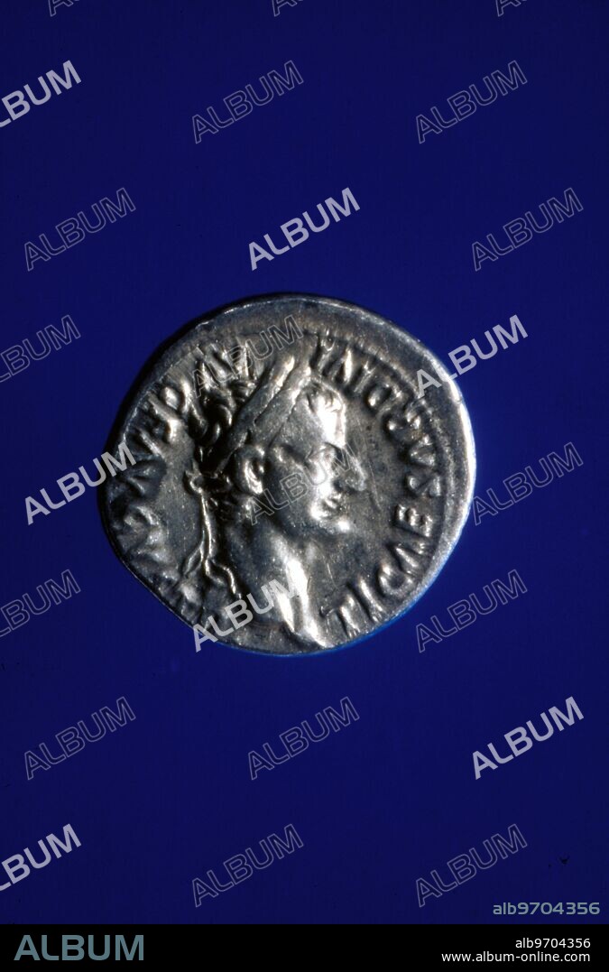 The HSBC Money Gallery. Silver denarius of the Roman Emperor Tiberius, AD14-37. During the first century AD Roman silver coins became widely used in ancient Palestine - an example of "the tribute money" with the head os Caesar referred to in the Gospel of Matthew.