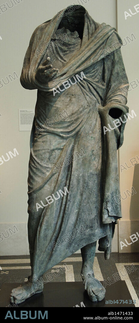 Greek Art. Hellenistic. Bronze statue of a man dressed with an himation (2nd-1st century B.C.). Metropolitan Museum of Art. New York. United States.