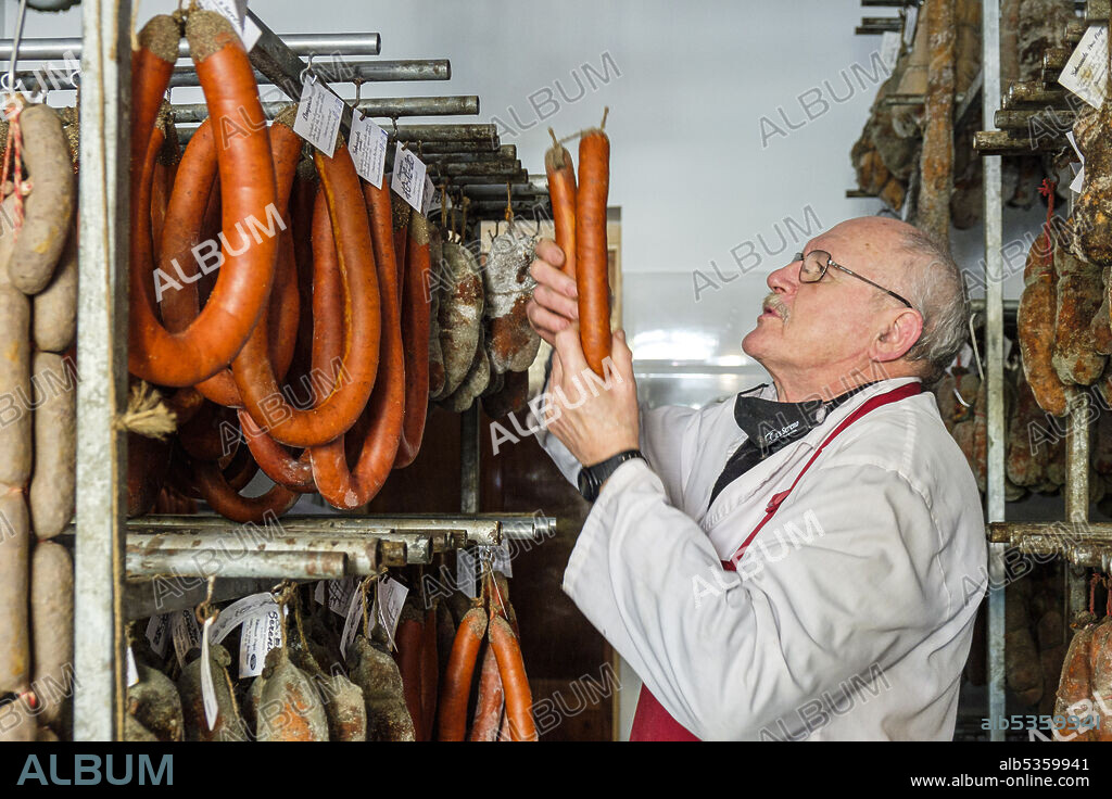 artisan sausages Cas Sereno, Inca, Mallorca, Balearic Islands, Spain.