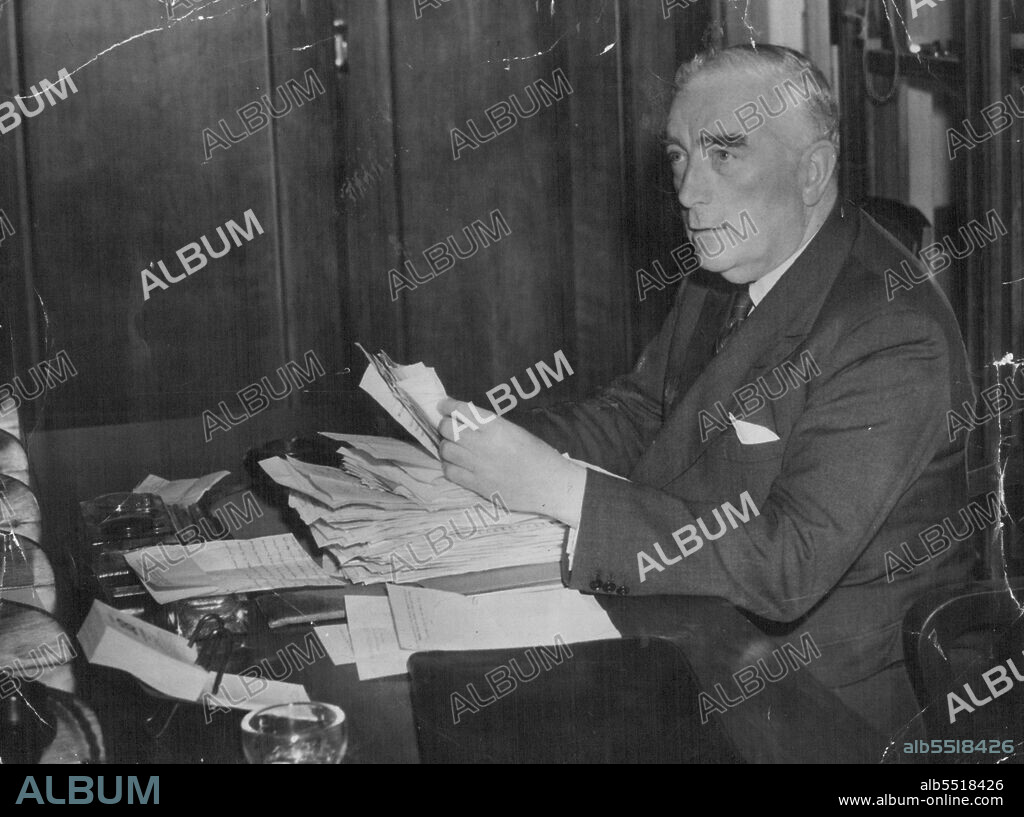 R. G. Menzies in 1949, immediately after his election victory.Mr. R.G. Menzies at his office in Canberra in 1949 immediately after his election victory. December 20, 1949.