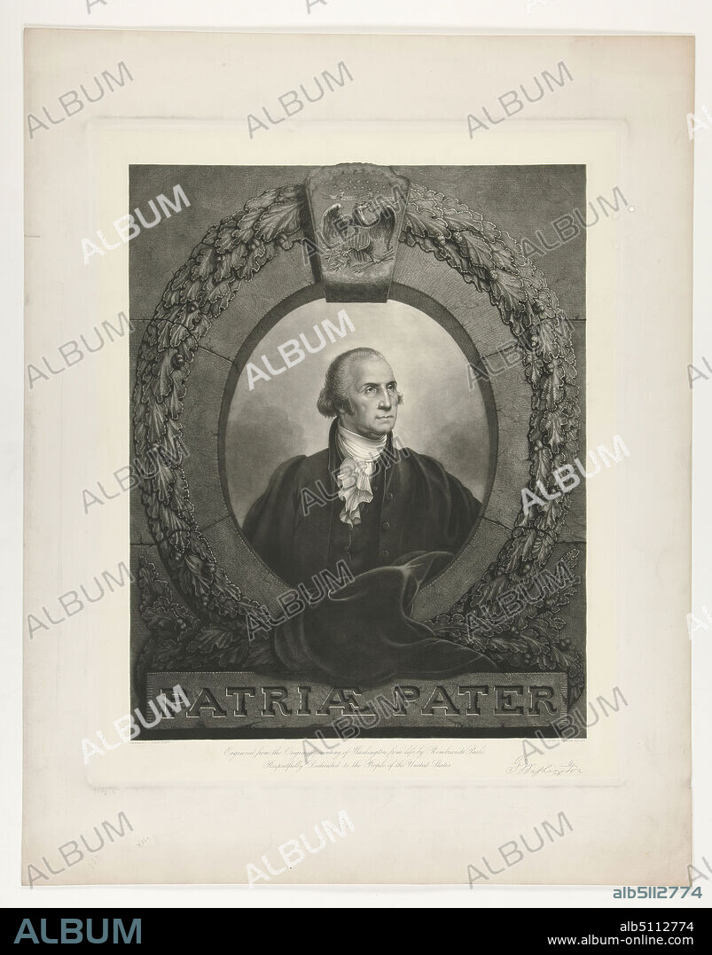 Artist: Adam B. Walter, American, 18201875, After: Rembrandt Peale, American, 17781860, Subject: George Washington, American, 17321799, LL.D. 1822, George Washington, Engraving, stipple, chine collé and aquatint, 21 5/16 × 17 1/16 in. (54.1 × 43.4 cm), Made in United States, American, 19th century, Works on Paper - Prints.