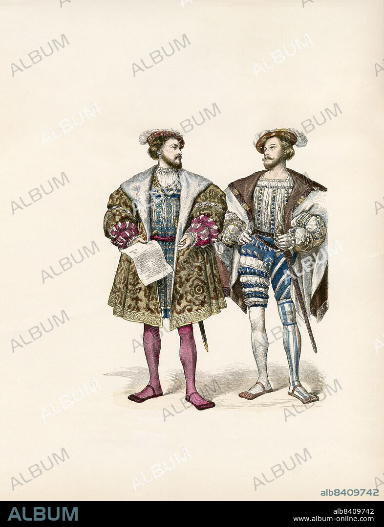 Henry d'Albret - King of Navarre (1505-1555), Claude de Lorraine, Duke of Aumale (1515-1550), France, 16th Century, Illustration, The History of Costume, Braun & Schneider, Munich, Germany, 1861-1880.