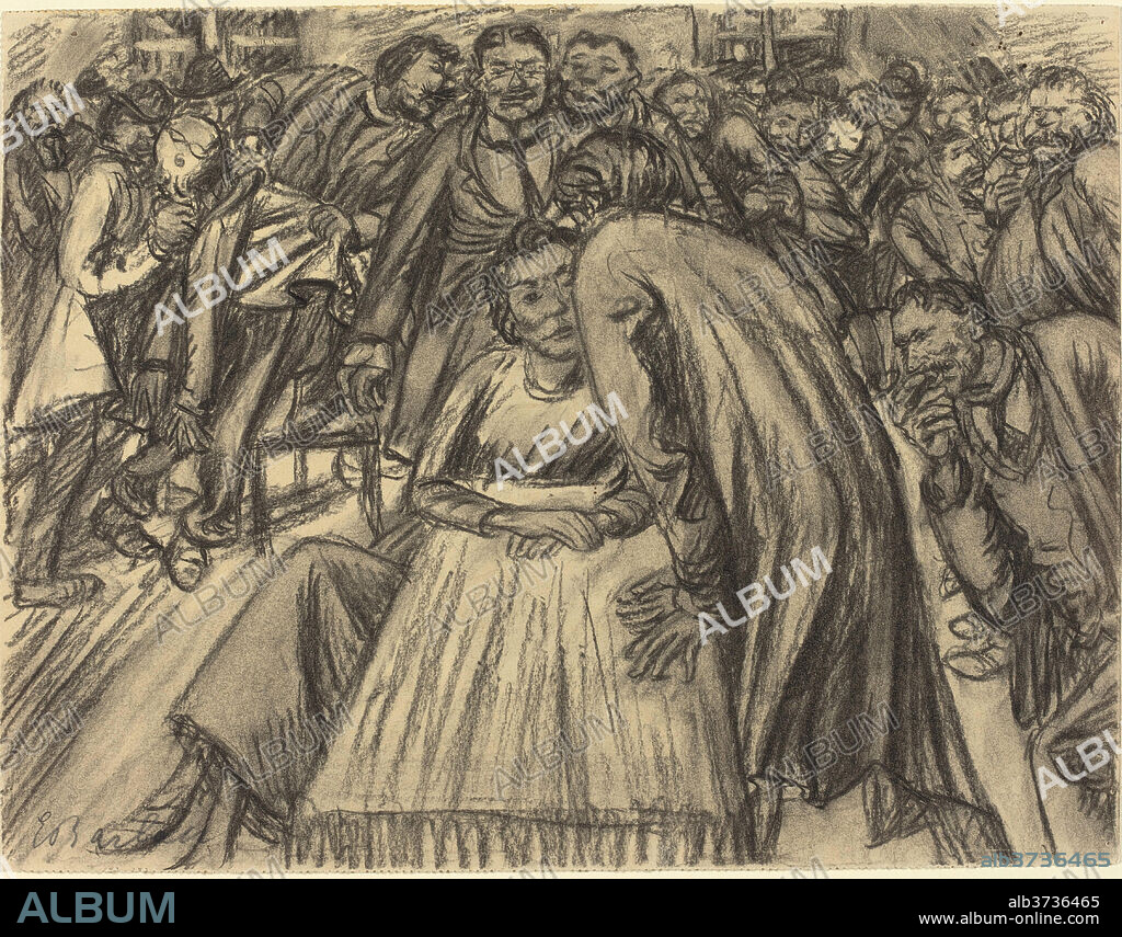 ERNST BARLACH. The Couple in the Crowd. Dated: 1917. Dimensions: overall: 26.6 x 34.6 cm (10 1/2 x 13 5/8 in.). Medium: charcoal on wove paper.