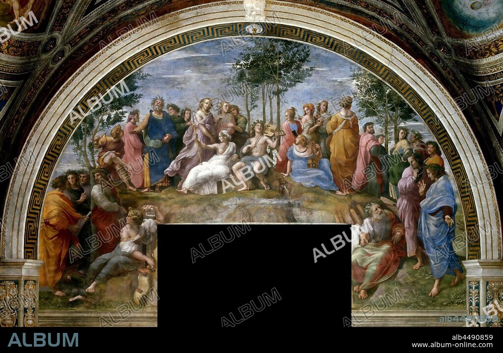 RAPHAEL (RAFFAELLO SANZIO DA URBINO). The Parnassus (Fresco in Stanza della Segnatura).