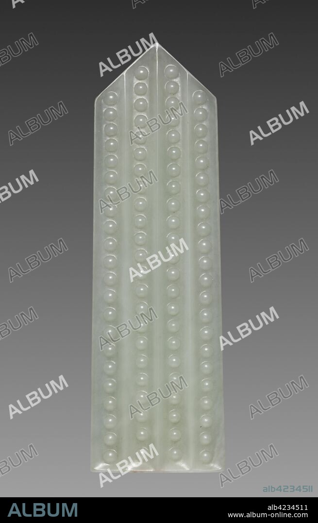 Tablet (gui) with Grain Pattern and Imperial Inscription, 1793. China, Qing Dynasty (1644-1911), Qianlong reign (1736-95). Translucent white jade; overall: 22.1 x 7 cm (8 11/16 x 2 3/4 in.).
