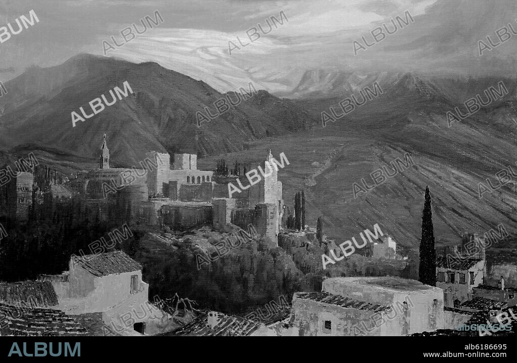 PANORAMICA DE LA ALHAMBRA - FOTOGRAFIA EN BLANCO Y NEGRO - AÑOS 60.