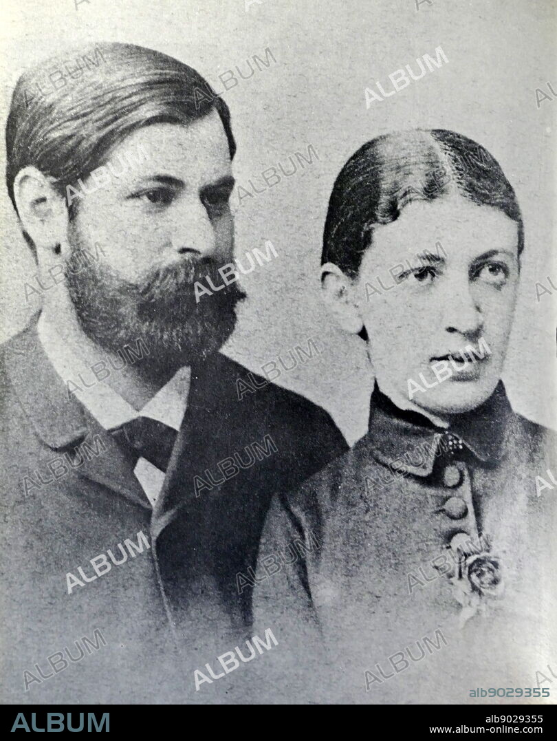 Sigmund Freud with his wife Martha Bernays 1886. Sigmund Freud (1856 - 23 September 1939); Austrian neurologist and the founder of psychoanalysis. Martha Bernays (1861 - 1951).