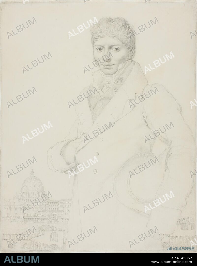 JEAN AUGUSTE DOMINIQUE INGRES. Portrait of Jean-Louis Robin. Jean-Auguste-Dominique Ingres; French, 1780-1867. Date: 1809-1810. Dimensions: 284 × 223 mm. Graphite, with stumping, on ivory wove paper. Origin: France.