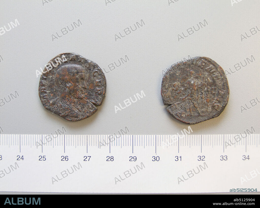 Ruler: C. Julius Verus Maximus, Caesar of Rome A.D. 236238, Mint: Rome, Sestertius of C. Julius Verus Maximus from Rome, A.D. 23638, Orichalcum, 15.81 g, 11:00, 30.3 mm, Made in Rome, Italy, Roman, 3rd century A.D., Numismatics.