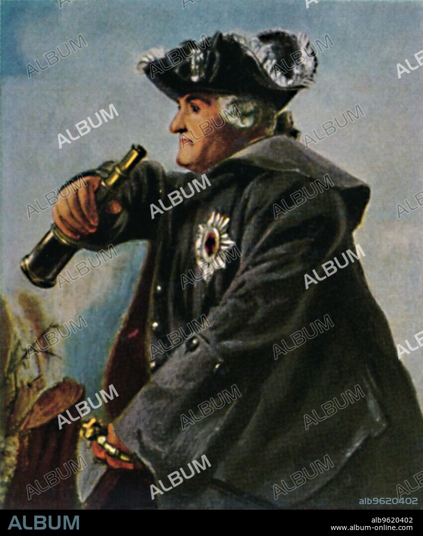 'Feldmarschall Keith 1696-1758', 1934. The Hon. James Francis Edward Keith (1696-1758), Scottish soldier and Prussian field marshal. As a Jacobite he took part in a failed attempt to restore the Stuart Monarchy to Britain. When this failed, he fled to Europe, living in France, and then Spain. He joined the Spanish and eventually the Russian armies and fought in the Anglo-Spanish War (1727) and the Russo-Swedish War (1741-1743). From "Die Großen der Weltgeschichte". [Eckstein-Halpaus, Dresden, 1934].