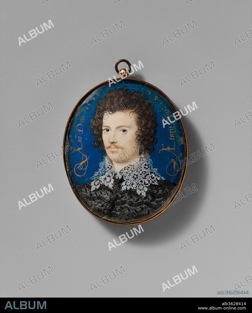 Portrait of a Young Man, Probably Robert Devereux (1566-1601), Second Earl of Essex. Artist: Nicholas Hilliard (British, Exeter ca. 1547-1619 London). Dimensions: Oval, 1 5/8 x 1 3/8 in. (40 x 33 mm). Date: 1588.