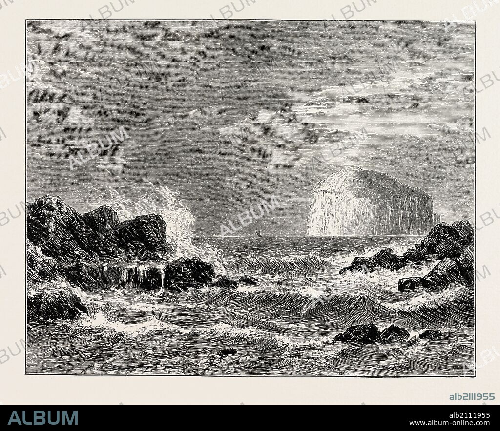 THE BASS ROCK, FROM NORTH BERWICK, an island in the outer part of the Firth of Forth in the east of Scotland. UK.