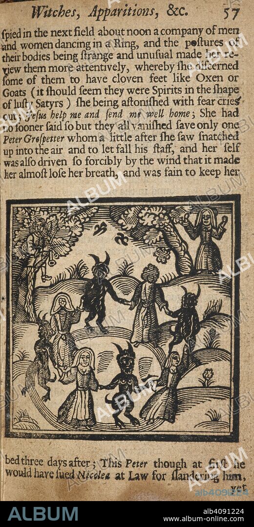 NATHANIEL CROUCH. A circle of humans and demons. The Kingdom of Darkness: or, the History of dÃ¦mons, specters, witches, apparitions, possessions, disturbances, and other ... supernatural delusions ... and malicious impostures of the Devil ... London : Printed for Nath. Crouch, 1688. Source: C.118.b.3, page 57. Language: English.