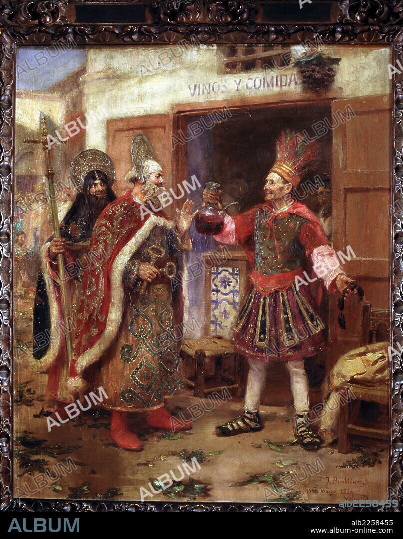 JOSE BENLLIURE. BENLLIURE, JOSE PINTOR ESPAÑOL. CANYAMELAR ( VALENCIA ) 1855 - 1937. " PERSONAJES DE LA PROCESION DEL CORPUS ". OLEO 1922. MUSEO - CASA BELLIURE. VALENCIA.