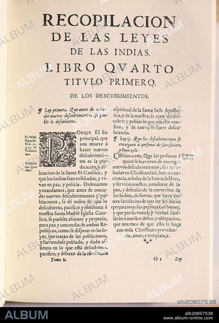 RECOPILACION DE LAS LEYES DE LAS INDIAS-LIBRO IV-TITULO 1.