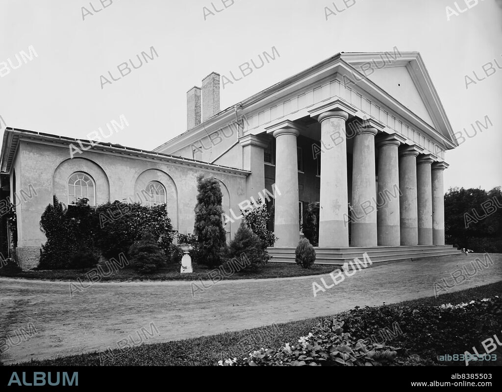 Lee Mansion - exterior, between 1860 and 1880. [Greek Revival style mansion in Arlington, Virginia, designed by George Hadfield. Once the home of Confederate Army General Robert E. Lee].