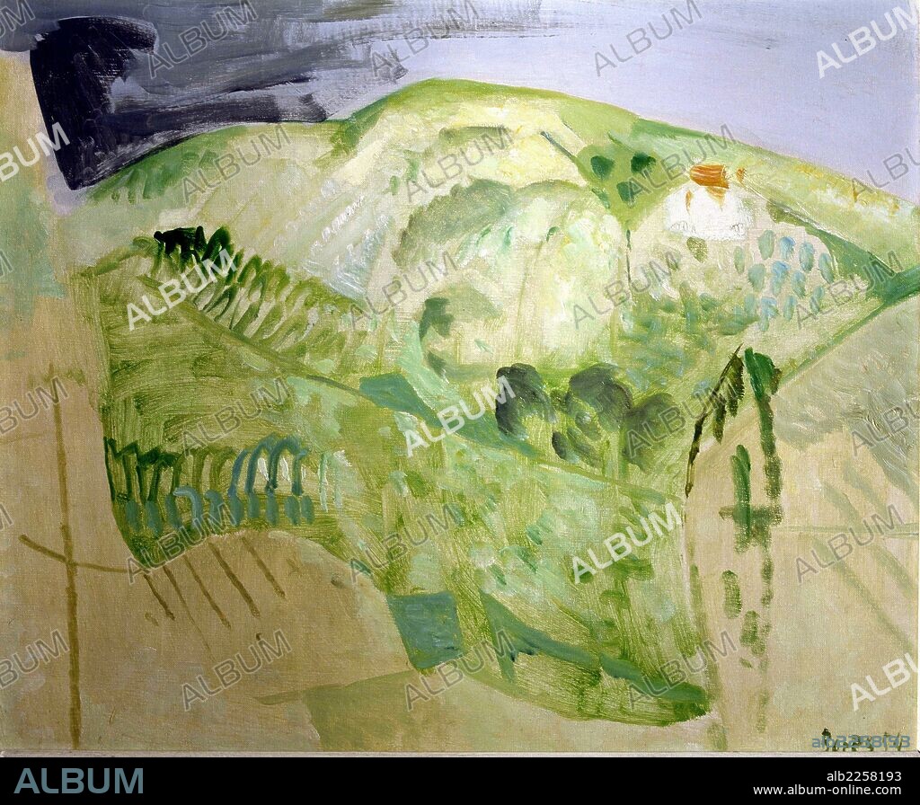 FRANCISCO BORES LÓPEZ. BORES , FRANCISCO. PINTOR ESPAÑOL. MADRID 1898 - 1972. OLEO SOBRE LIENZO , AÑO 1965. " PAISAGE VERT " , OLEO DEL AÑO 1954.