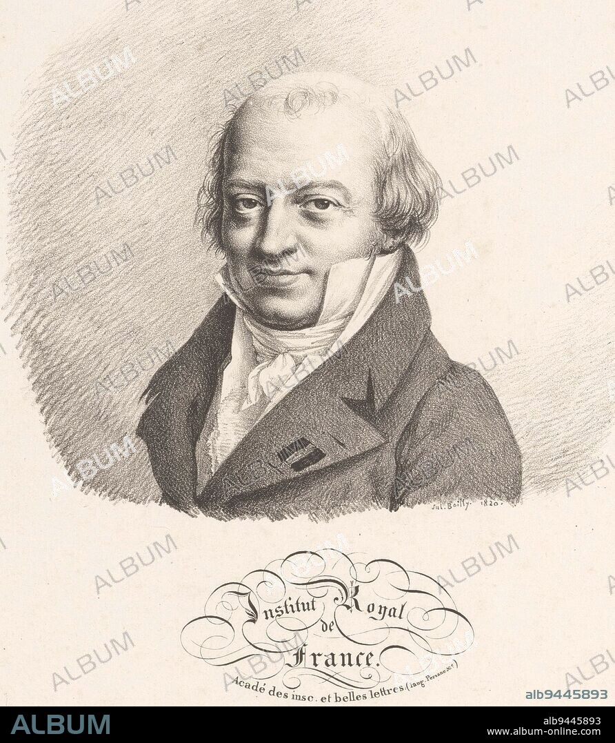 Portrait of the writer Louis-Mathieu Langlès, Julien-Léopold Boilly, 1820, print maker: Julien-Léopold Boilly, (mentioned on object), publisher: Antoine François Piéri-Bénard, Paris, 1820, paper, h 311 mm × w 226 mm.