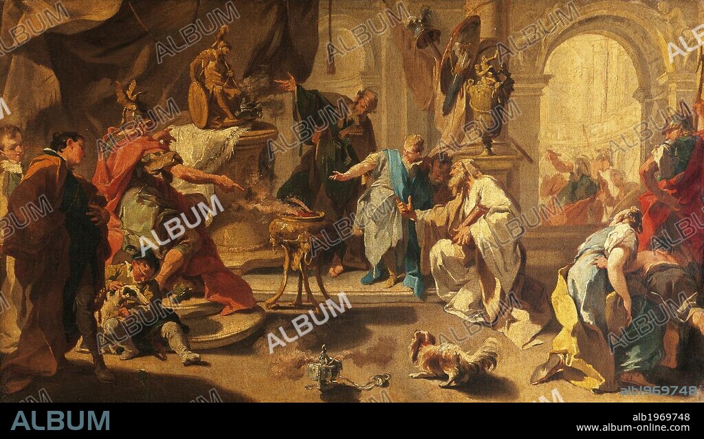Hannibal swearing revenge against the Romans, by Giovanni Battista Pittoni the Younger (1687-1767), oil on canvas, 41x72 cm. Carthage, Tunisia, 3rd century BC.