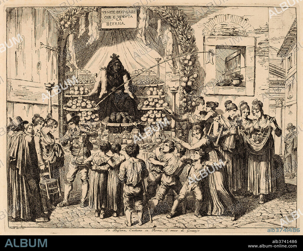 BARTOLOMEO PINELLI. La Befana. Dated: 1821. Dimensions: plate: 32.1 × 41.3 cm (12 5/8 × 16 1/4 in.)  sheet: 41.7 × 54.4 cm (16 7/16 × 21 7/16 in.). Medium: etching on laid paper.