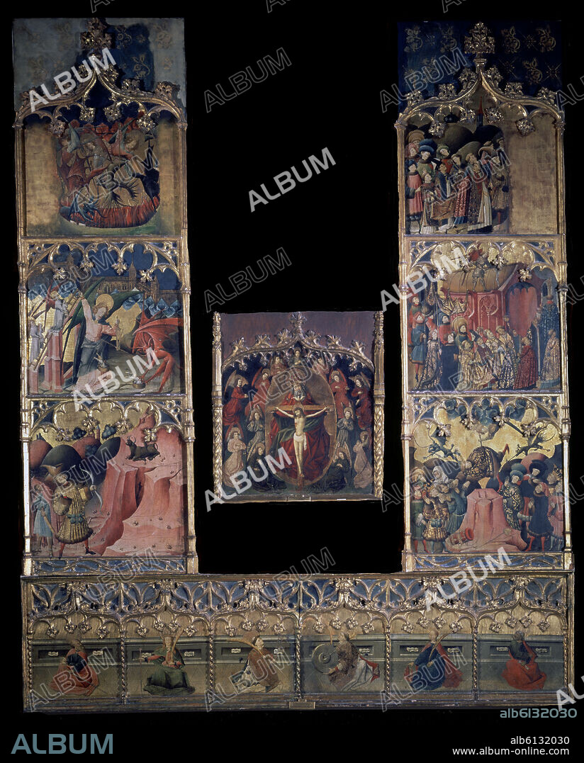 MAESTRO DE ARGUIS (S. XV). RETABLO DE LA LEYENDA DE SAN MIGUEL - HACIA 1440 - TEMPLE/TABLA - 344 x 160 cm - NP 1332 - GOTICO ESPAÑOL.