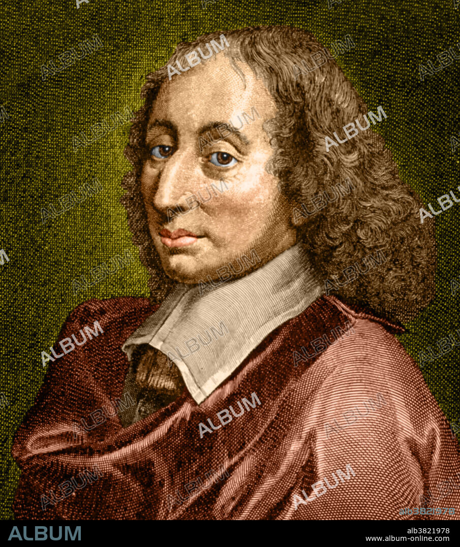 Color enhanced portrait of Blaise Pascal (1623-1662), a French mathematician, physicist, inventor, writer, Catholic philosopher and child prodigy. He made important contributions to the study of fluids, and clarified the concepts of pressure and vacuum. While still a teenager, he started some pioneering work on calculating machines, and after three years of effort he invented the mechanical calculator. His Traite du triangle arithmetique ('Treatise on the Arithmetical Triangle') of 1653 described a convenient tabular presentation for binomial coefficients, now called Pascal's triangle. Prompted by a friend interested in gambling problems, he corresponded with Fermat on the subject, and from that collaboration was born the mathematical theory of.