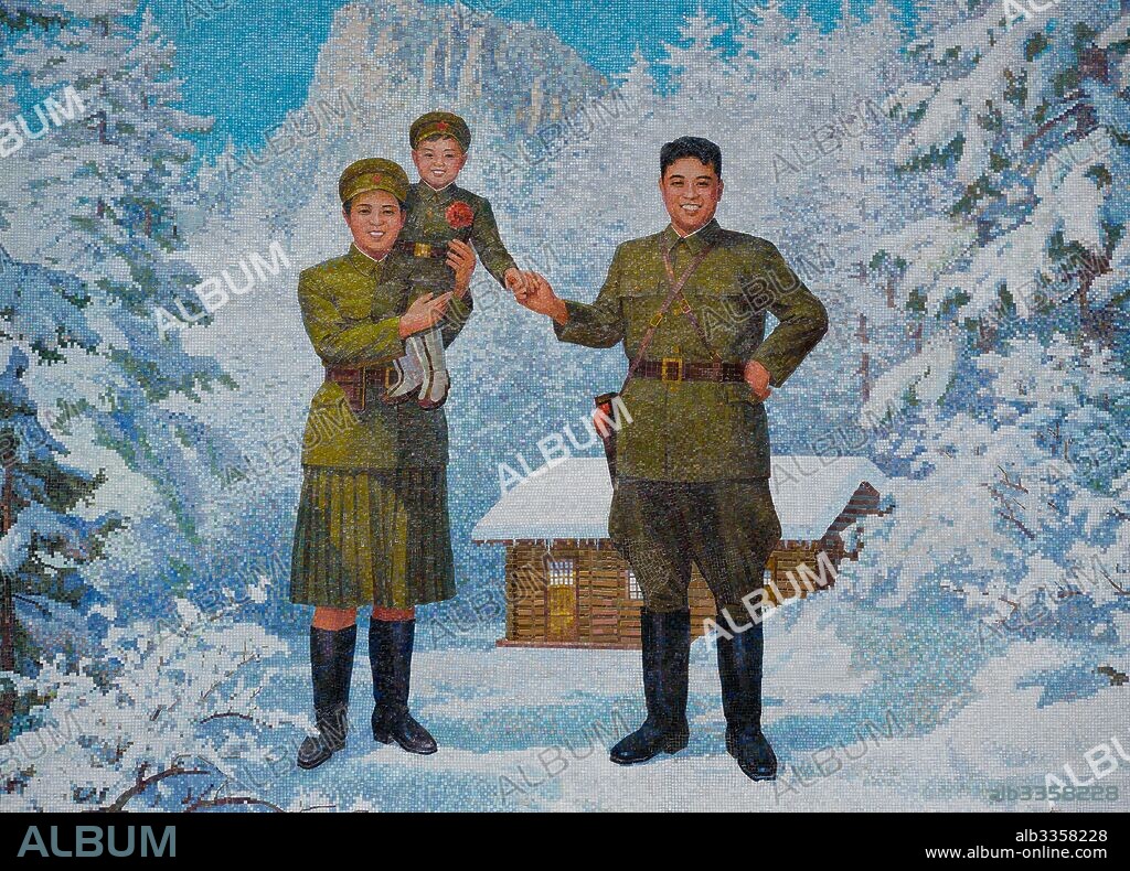 ANONYMOUS. Happy Family. Kim Il-sung and his wife Kim Jong-suk with son Kim Jong-Il.