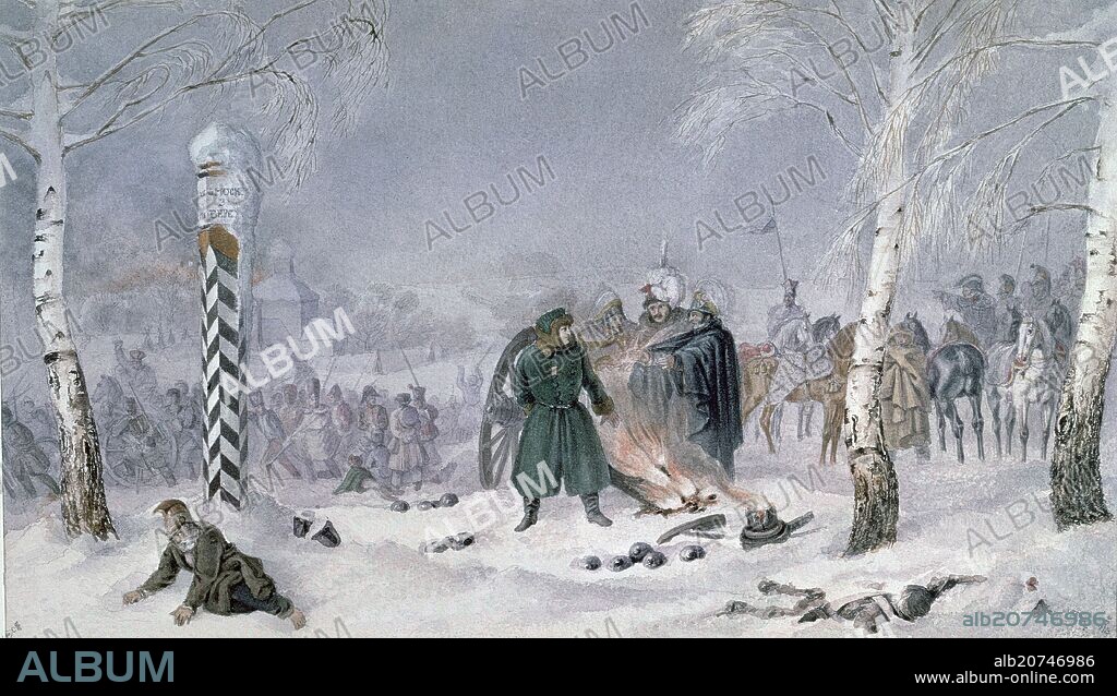 CAMPAÑA DE RUSIA - EL EJERCITO FRANCES EN LA NIEVE - SIGLO XIX.