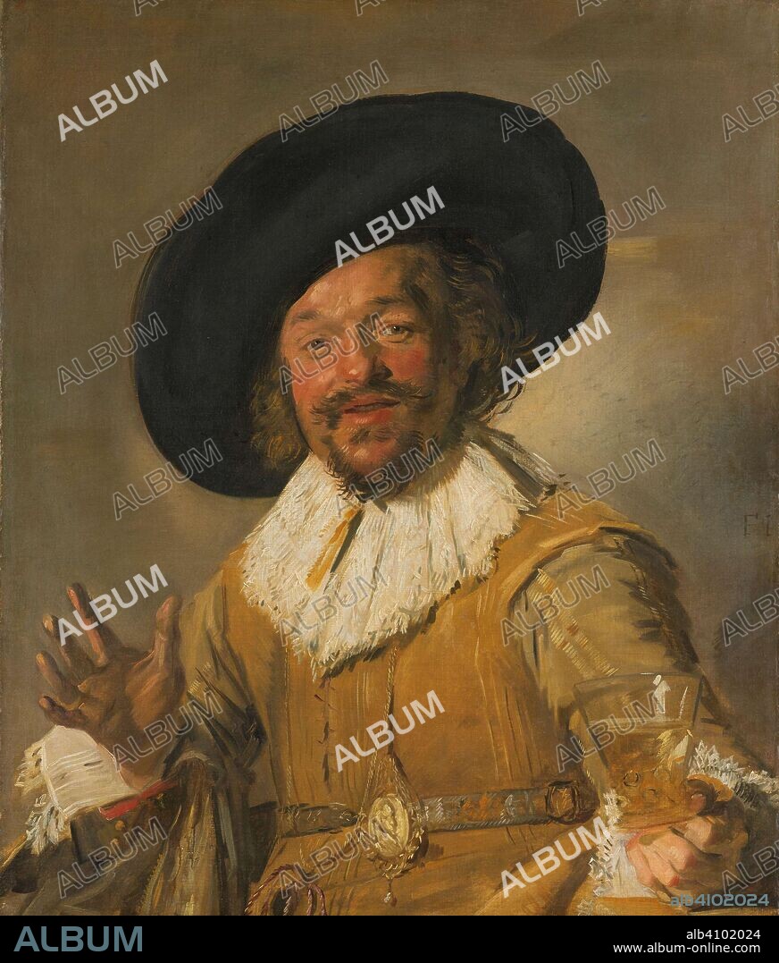FRANS HALS. A Militiaman Holding a Berkemeyer, Known as the 'Merry Drinker'. A Civic Guqrdsman holding a Berkemeier, known as 'The Merry Drinker'. Dating: c. 1628 - c. 1630. Measurements: support: h 81 cm × w 66.5 cm.