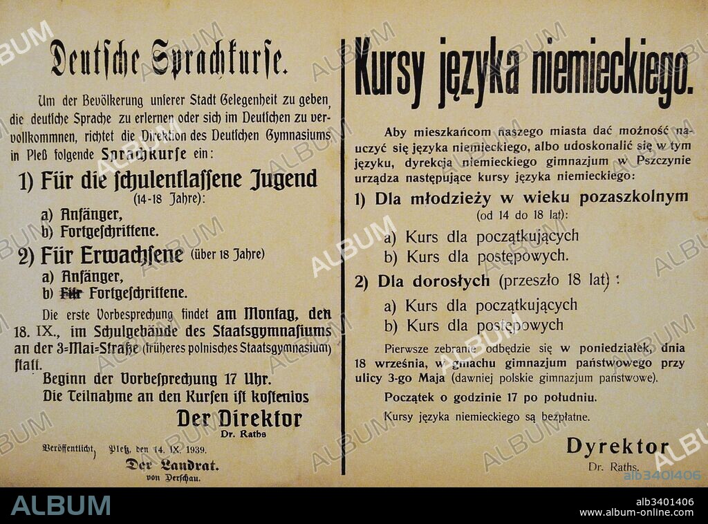 Historia de Polonia. Siglo XX. Aunque las autoridades alemanas difundieron la idea de que la mayoría de los habitantes de la Alta Silesia eran de ascendencia alemana, se dieron cuenta de que el polaco era el idioma comúnmente usado y trataron de evitarlo organizando cursos de alemán.