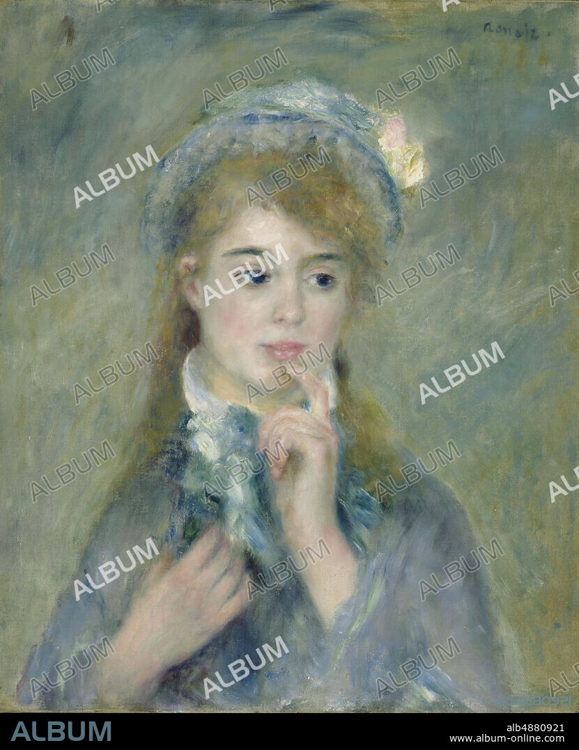 Pierre-Auguste Renoir, French, 18411919, Portrait of a Young Woman (L'Ingenue), c. 1874, Oil on canvas, 21 15/16 x 18 1/4 in. (55.7 x 46.4 cm).