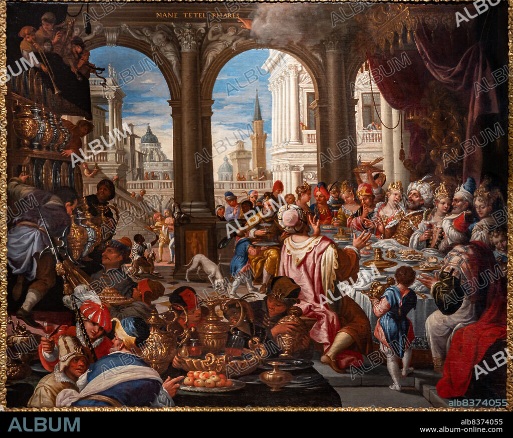 Banquet of Balthazar, by workshop of Paolo Caliari known as Veronese, oil painting on canvas, end XVI century - beginning XVII century.