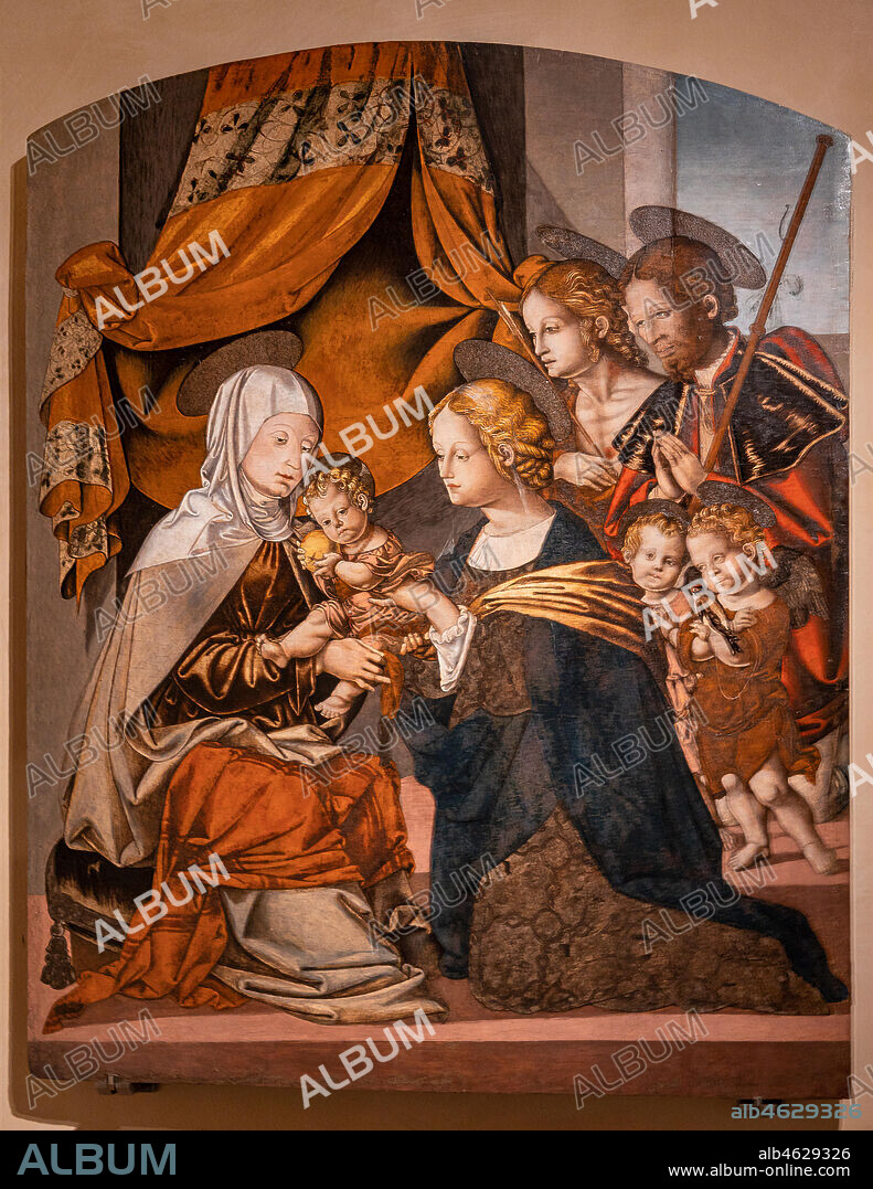 Perugia, National Gallery of Umbria: Madonna with Child and St. Anne, Roch and Sebastian by Bernardino di Mariotto, 1530-3, tempera on panel.
