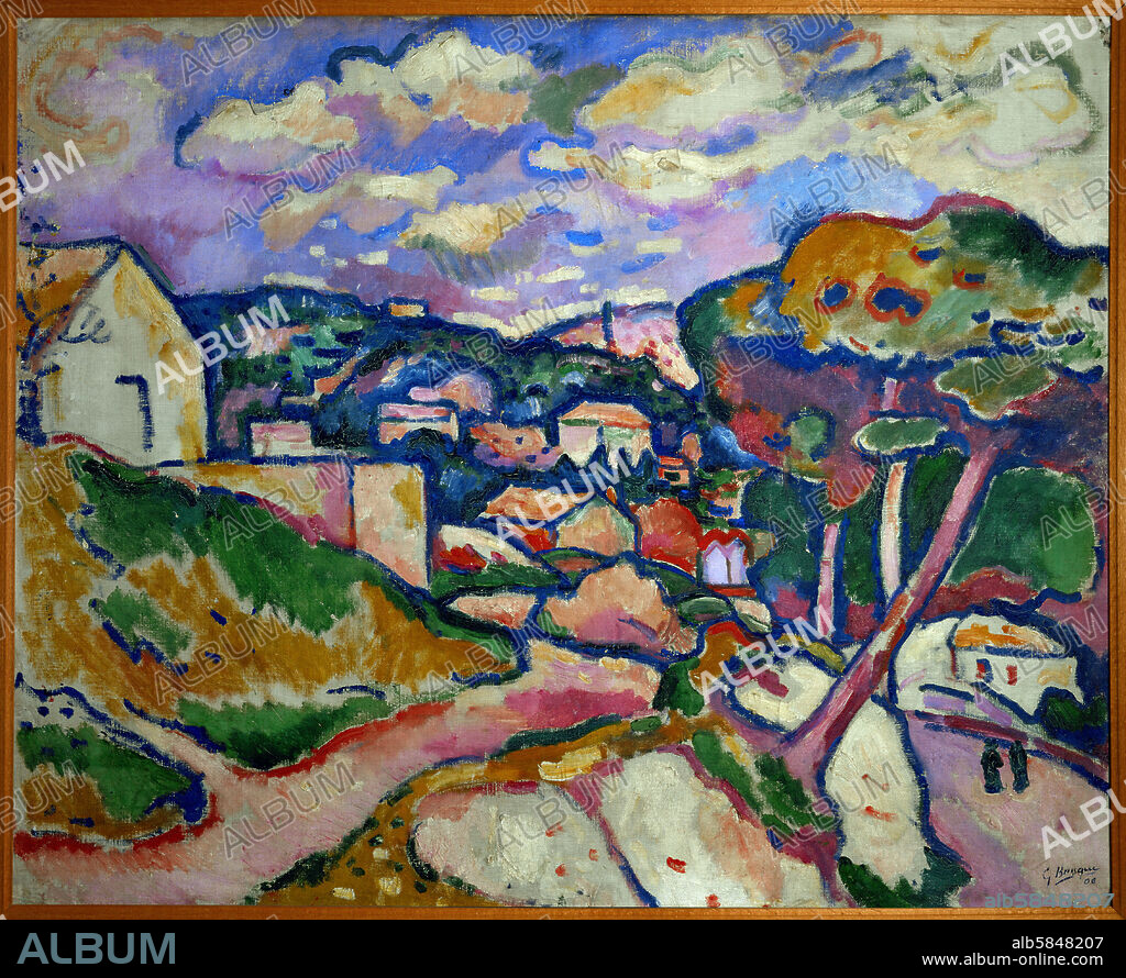 GEORGES BRAQUE. " L'Estaque" (village). Oil on canvas.