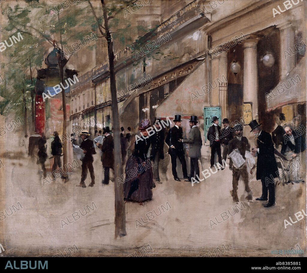 JEAN BERAUD. Boulevard Montmartre, in front of the Théâtre des Varieties, in the afternoon, c1885.